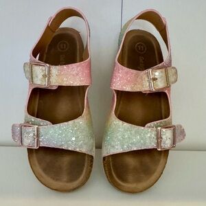 Rainbow glitter sandals youth 11